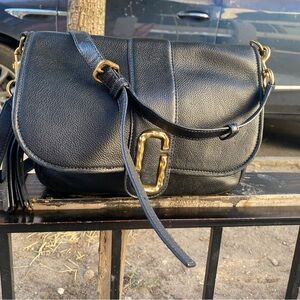 MARC JACOBS NY J BLACK GOLD RARE CALFSKIN LEATHER CROSSBODY LUX Bag 💚ed GORG M